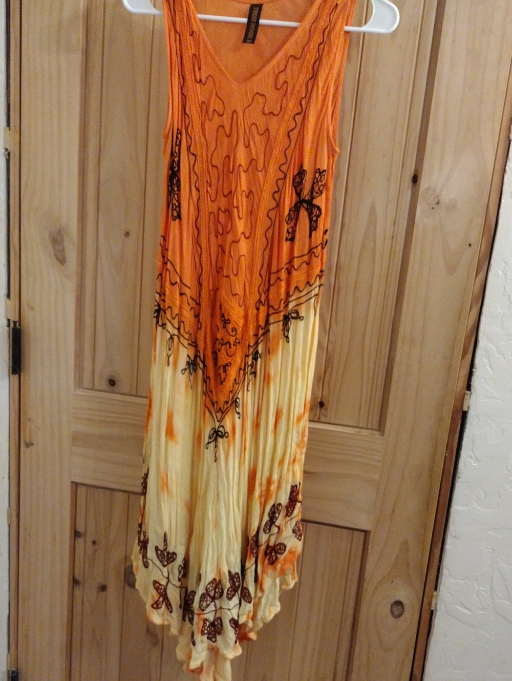 TRUE ROCK Orange and Cream Asymmetrical Boho Skirt